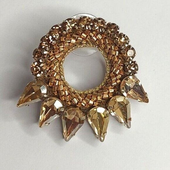 Anthropologie Deepa Gurnani Earrings Valencia Beaded Crystal Gold Studs - Picture 6 of 11